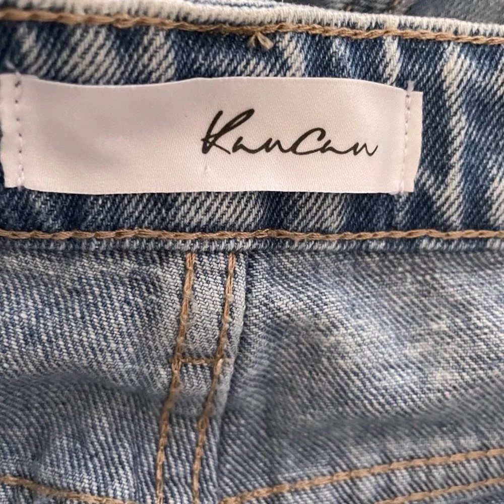 KANCAN Medium Wash Amy High Rise Mom Fit Distressed Punk Rock Ladies Jeans, 9/28